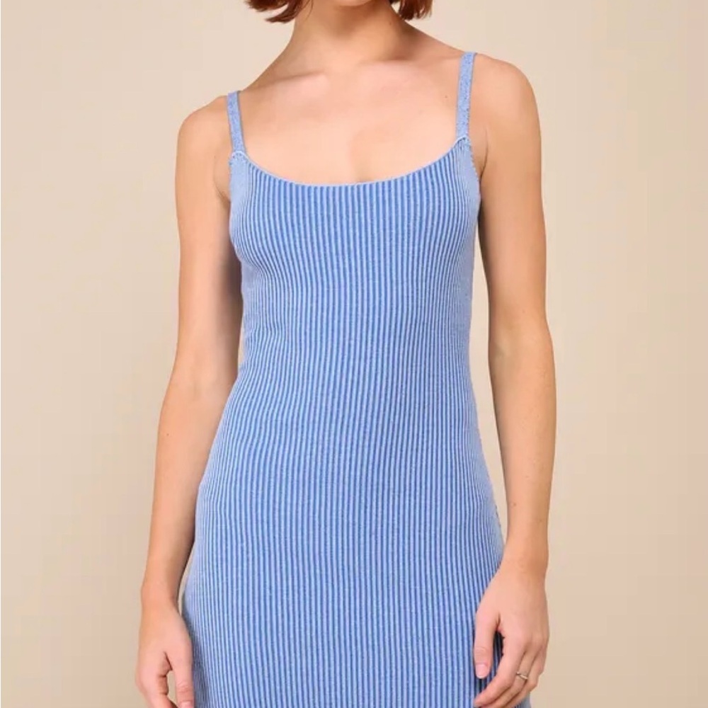 Emory Park Blue Ribbed Dress